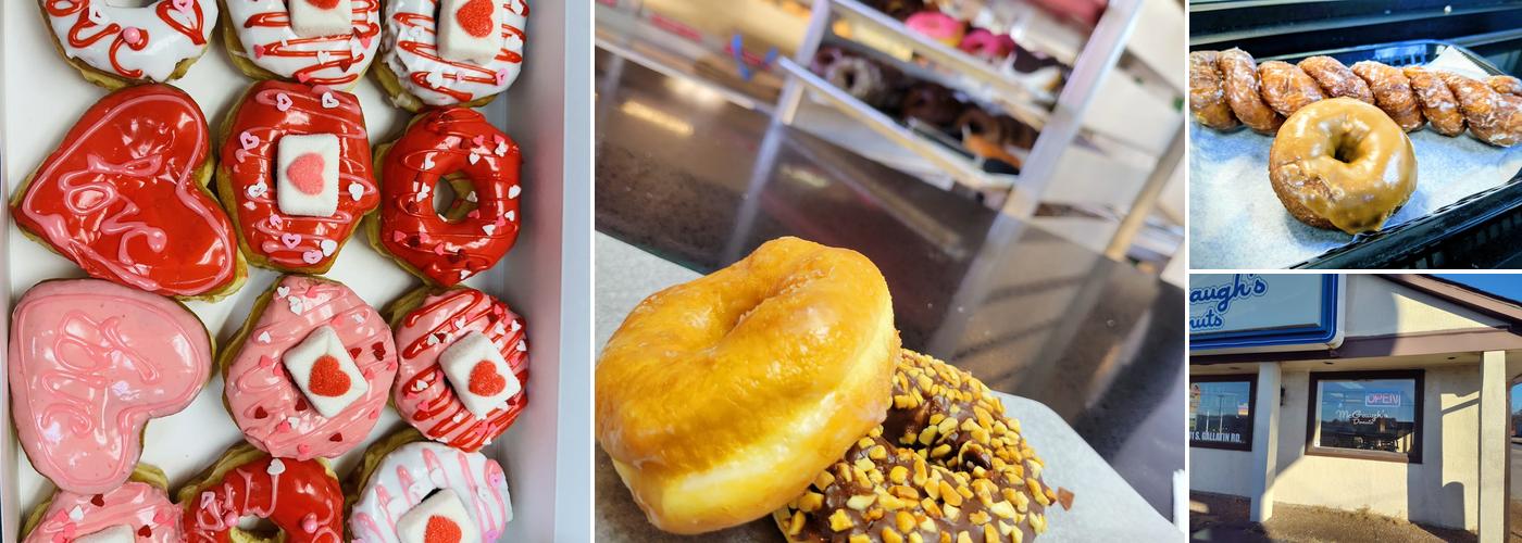 A case display of donuts at McGaugh's Donuts
